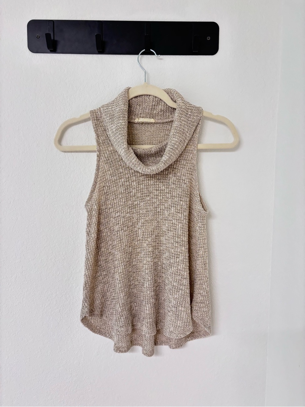 Lush Sleeveless Cowl Neck Tank - Beige